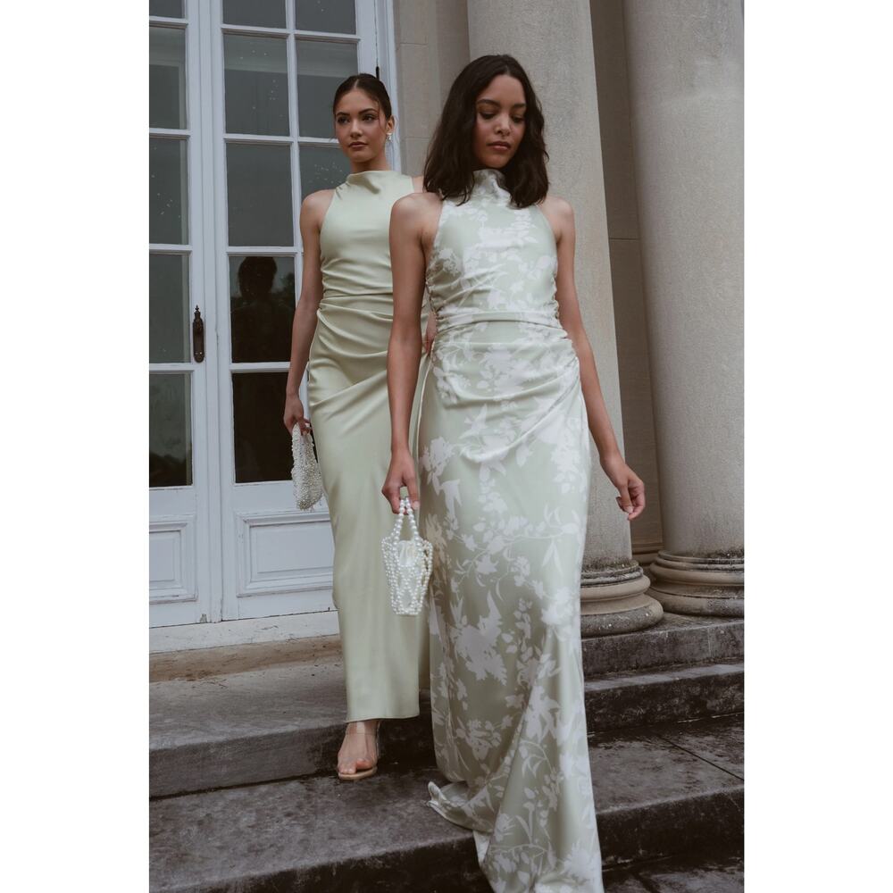 Jenny Yoo Grant Dress Matcha Corsage Print